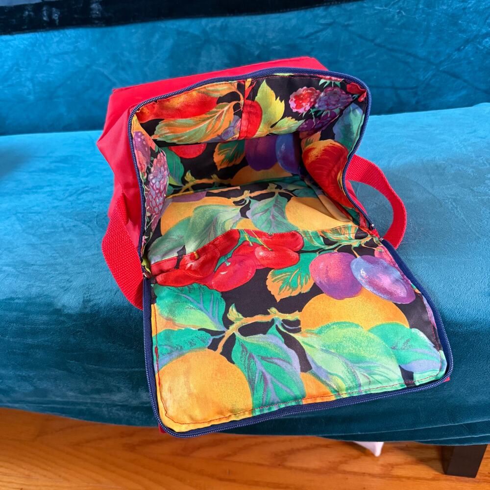 Vintage 80s / 90s retro fruit print fabric lunch box